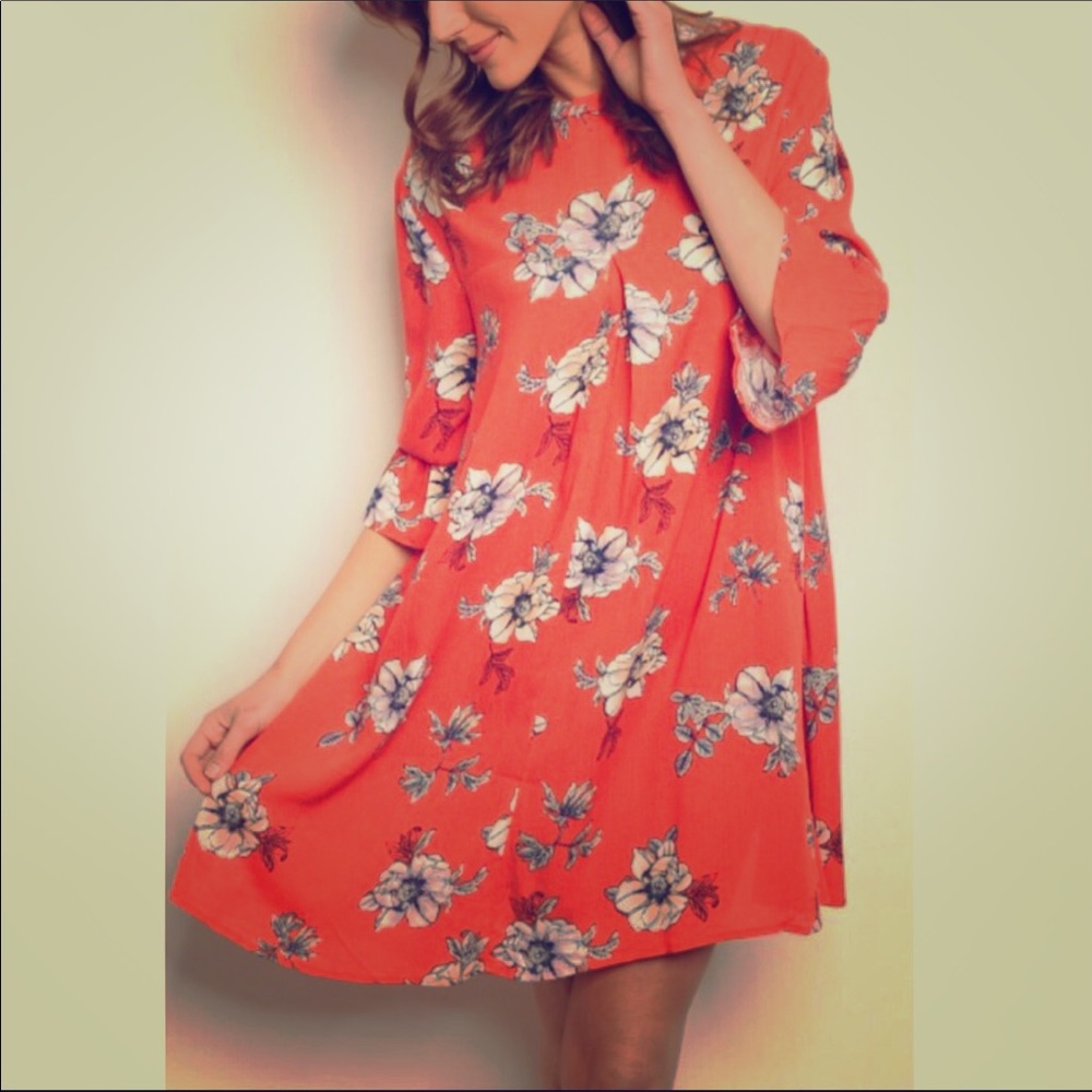 Red Foral Dress